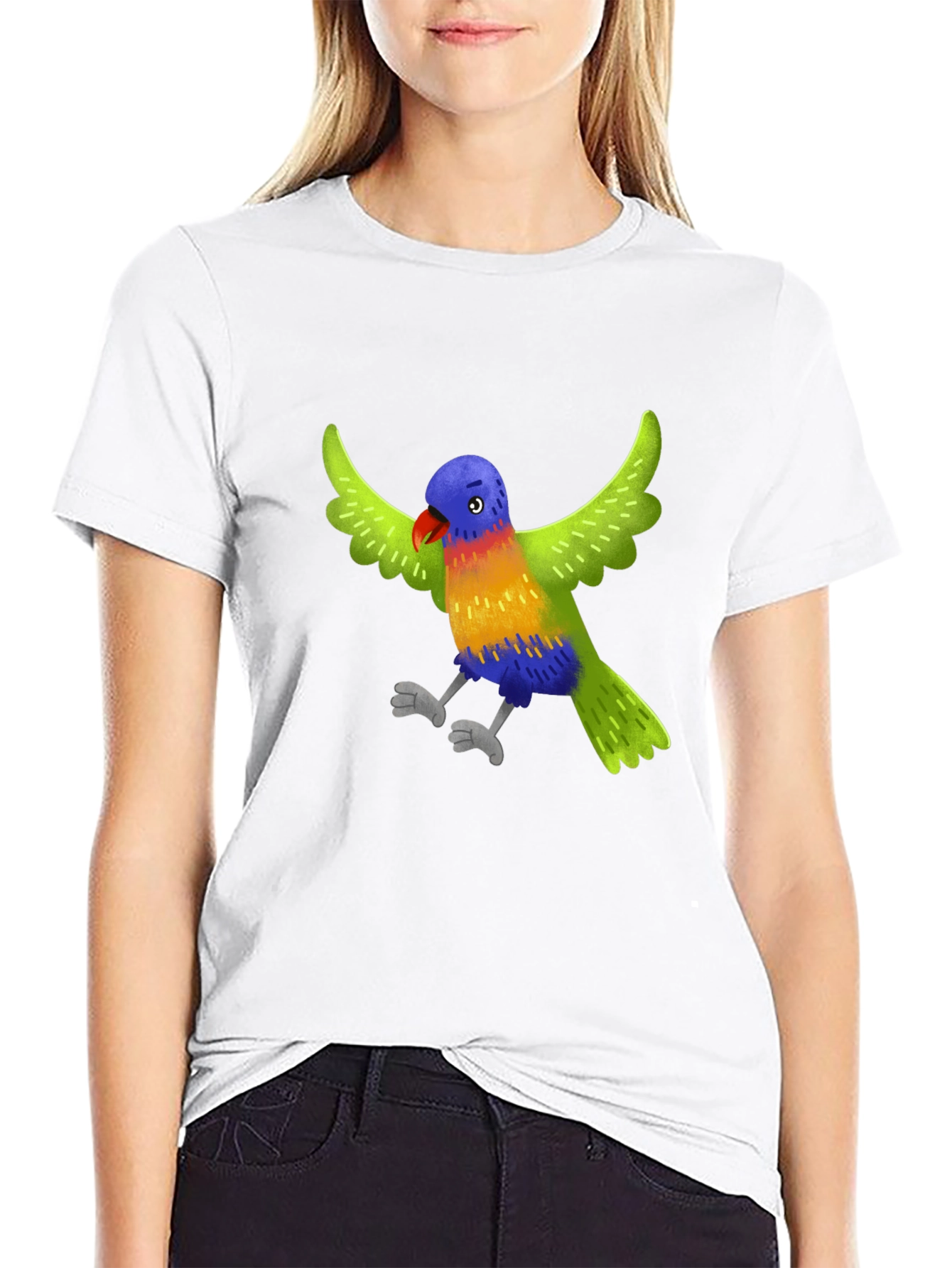 Colorful Parrot Graphic T-Shirt