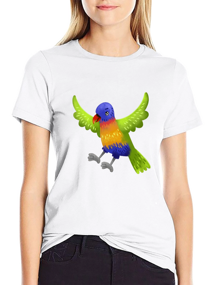 Colorful Parrot Graphic T-Shirt