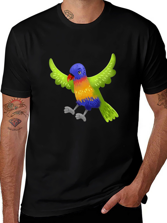 Colorful Parrot Graphic T-Shirt