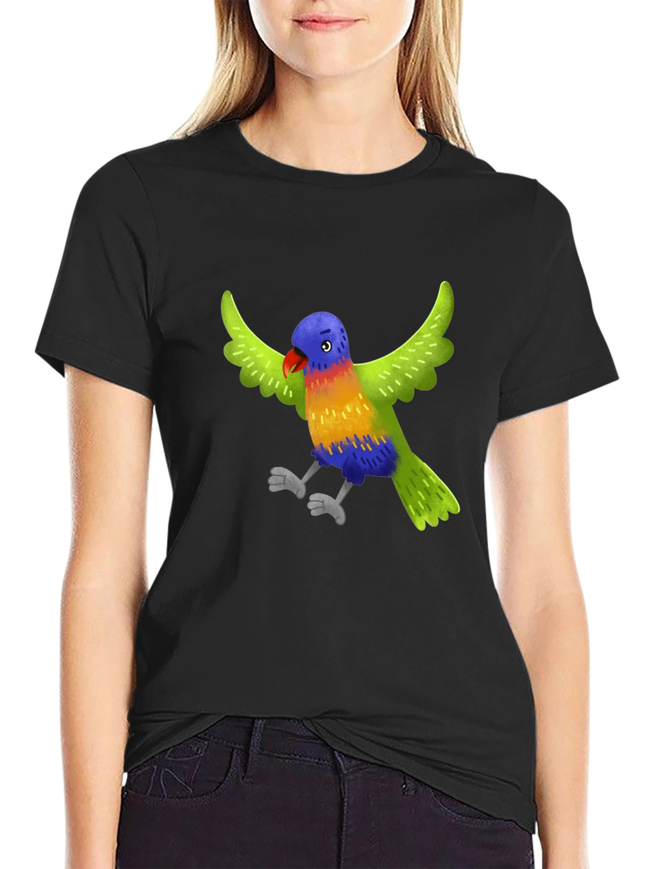 Colorful Parrot Graphic T-Shirt