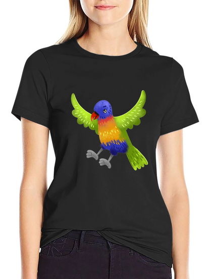 Colorful Parrot Graphic T-Shirt
