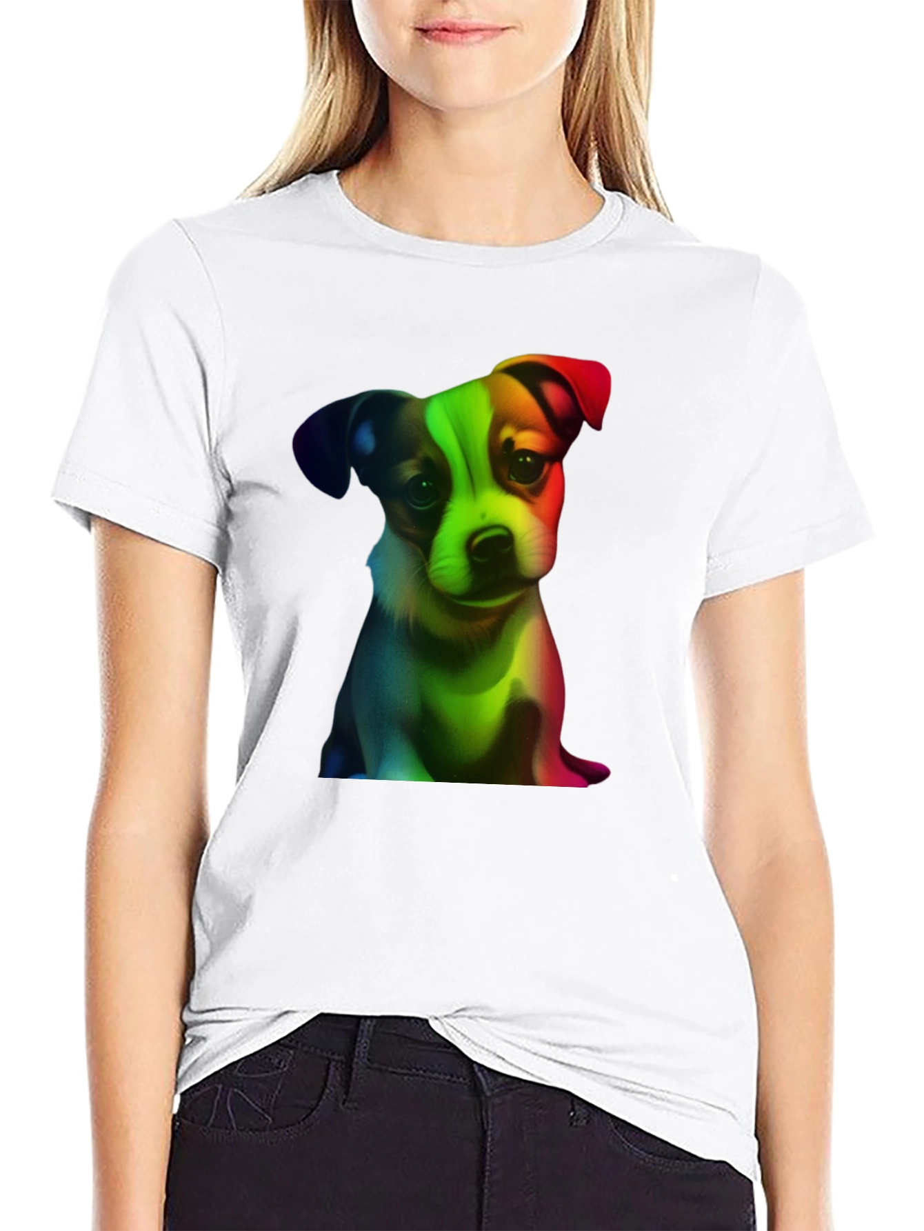 Rainbow Puppy Graphic Tee - Black