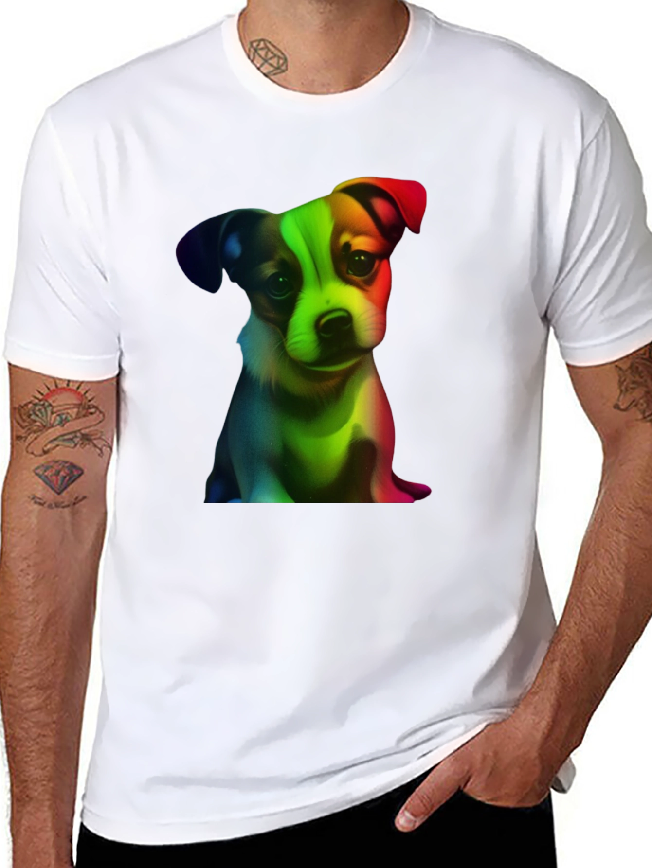 Rainbow Puppy Graphic Tee - Black