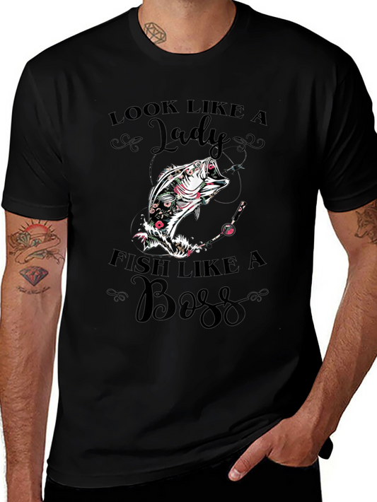 Look Like a Lady Fish Like a Boss Graphic T-Shirt