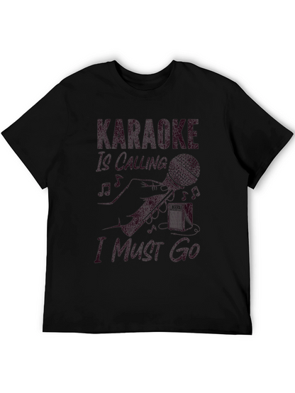 Karaoke Calling Mens Black T-Shirt