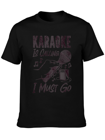 Karaoke Calling Mens Black T-Shirt