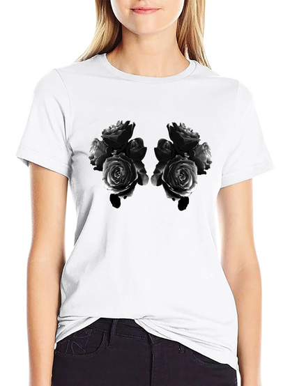 Rose Bouquet Graphic Tee - Black