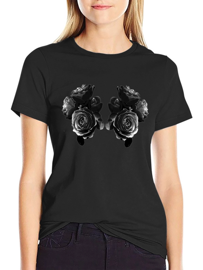 Rose Bouquet Graphic Tee - Black
