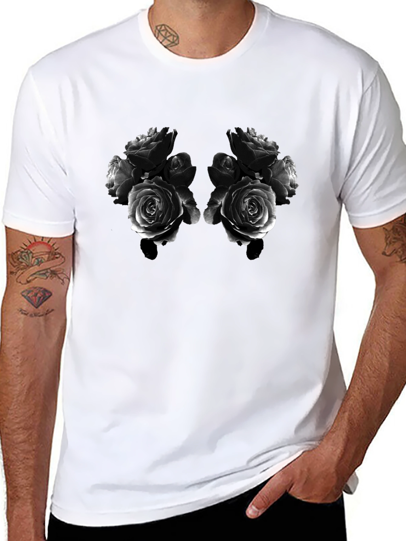 Rose Bouquet Graphic Tee - Black