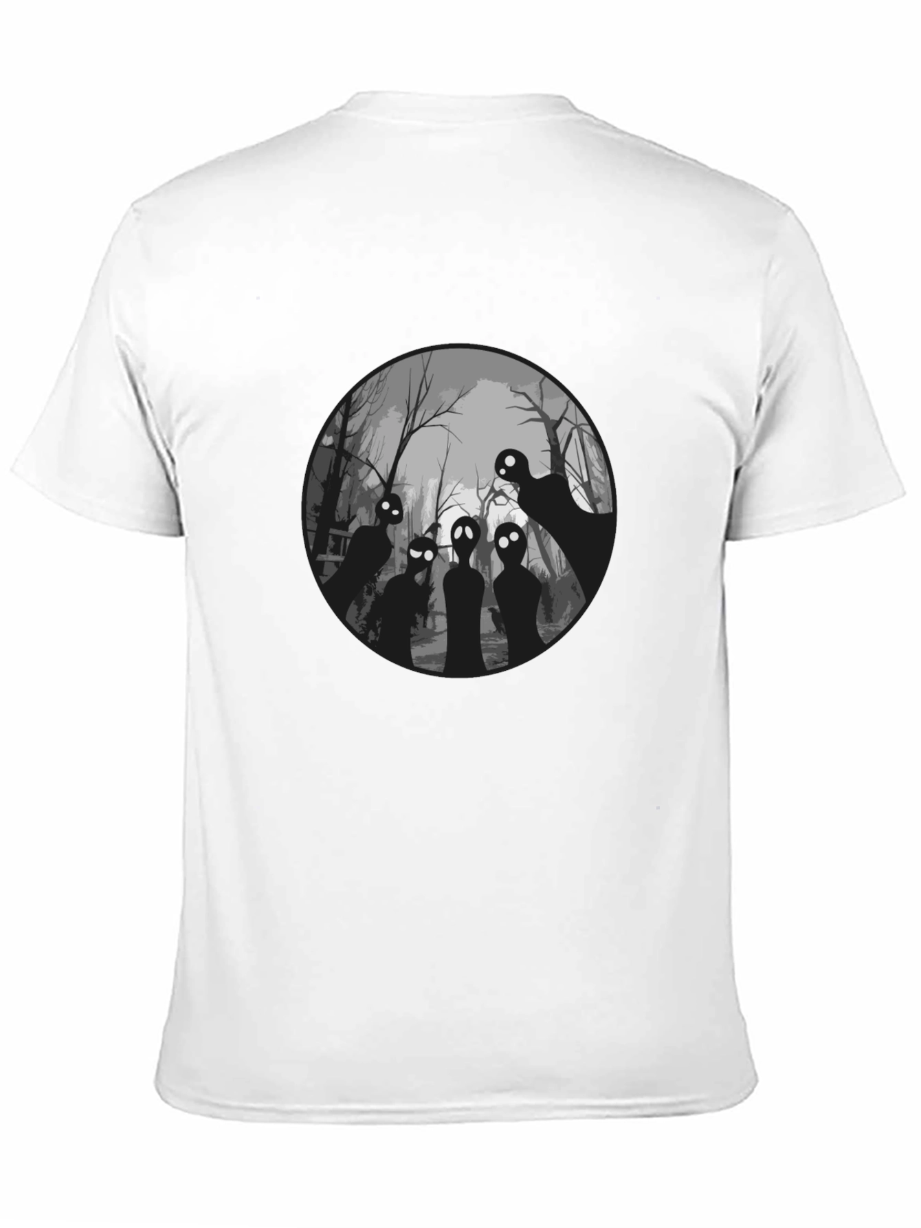 Spooky Forest Graphic Tee - Black Cotton T-Shirt