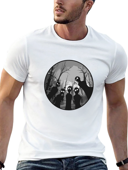 Spooky Forest Graphic Tee - Black Cotton T-Shirt