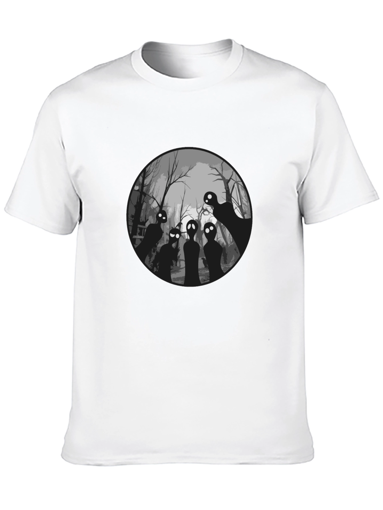 Spooky Forest Graphic Tee - Black Cotton T-Shirt