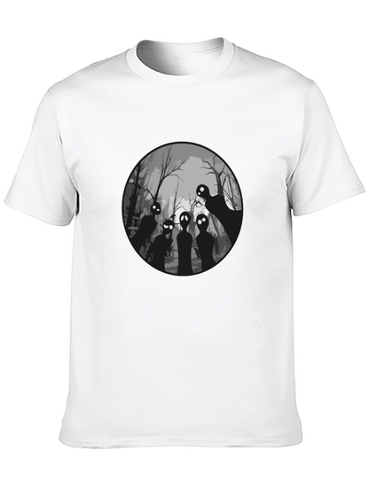 Spooky Forest Graphic Tee - Black Cotton T-Shirt
