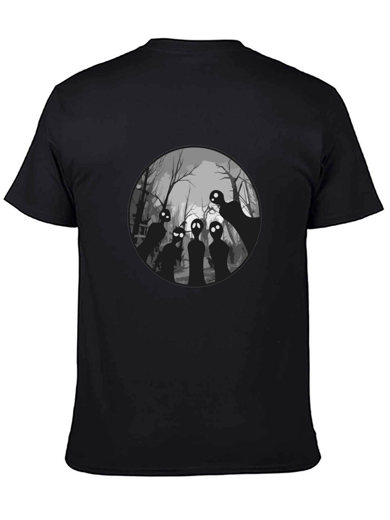 Spooky Forest Graphic Tee - Black Cotton T-Shirt