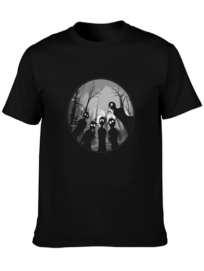 Spooky Forest Graphic Tee - Black Cotton T-Shirt
