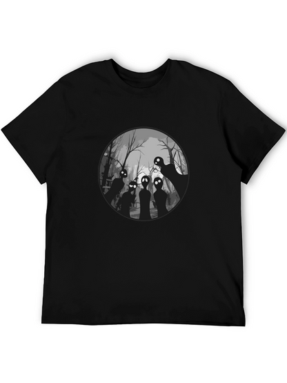 Spooky Forest Graphic Tee - Black Cotton T-Shirt