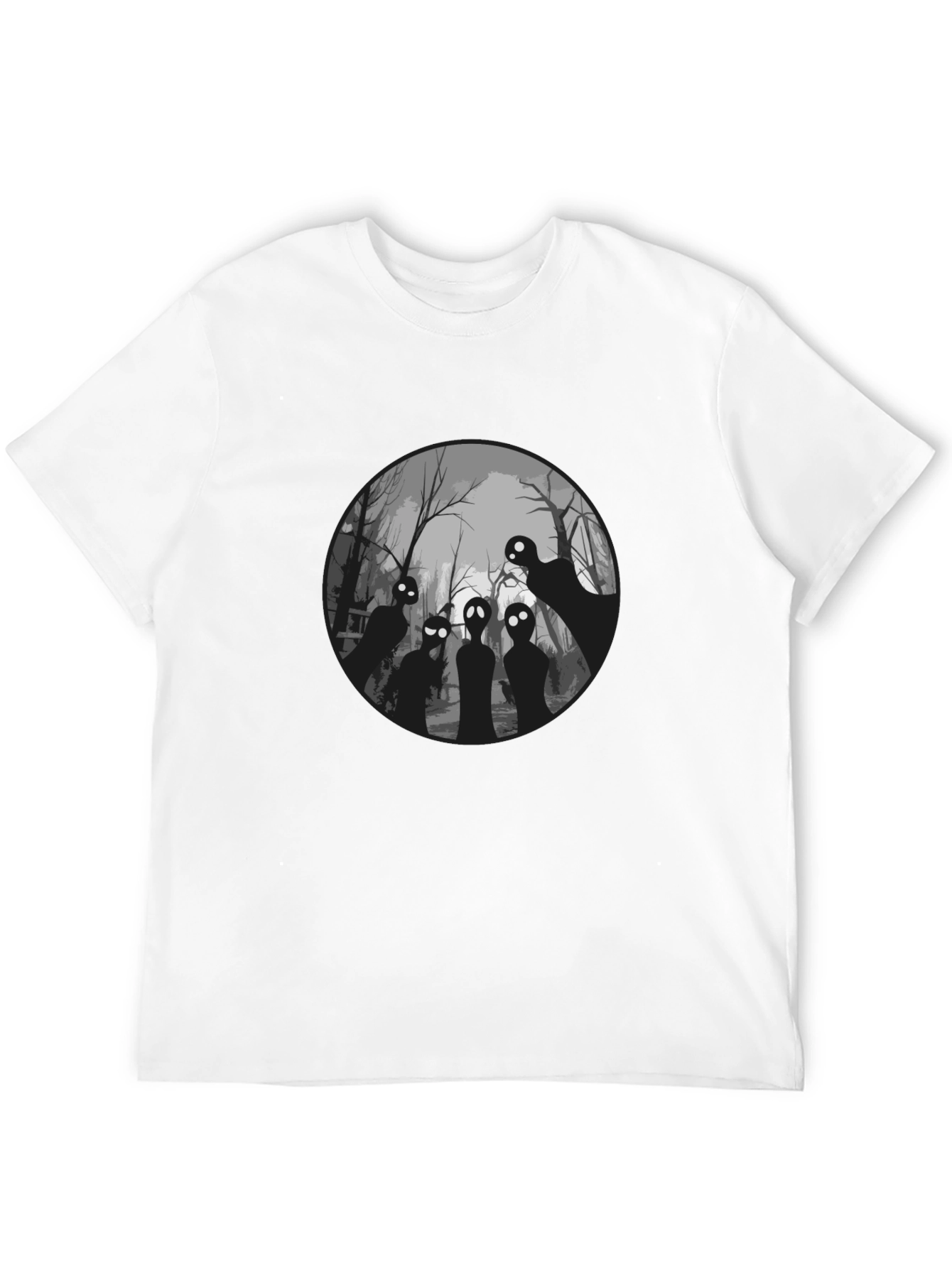 Spooky Forest Graphic Tee - Black Cotton T-Shirt