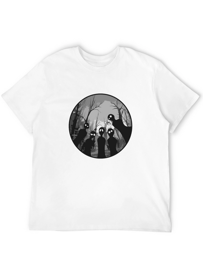 Spooky Forest Graphic Tee - Black Cotton T-Shirt