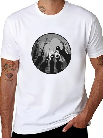 Spooky Forest Graphic Tee - Black Cotton T-Shirt