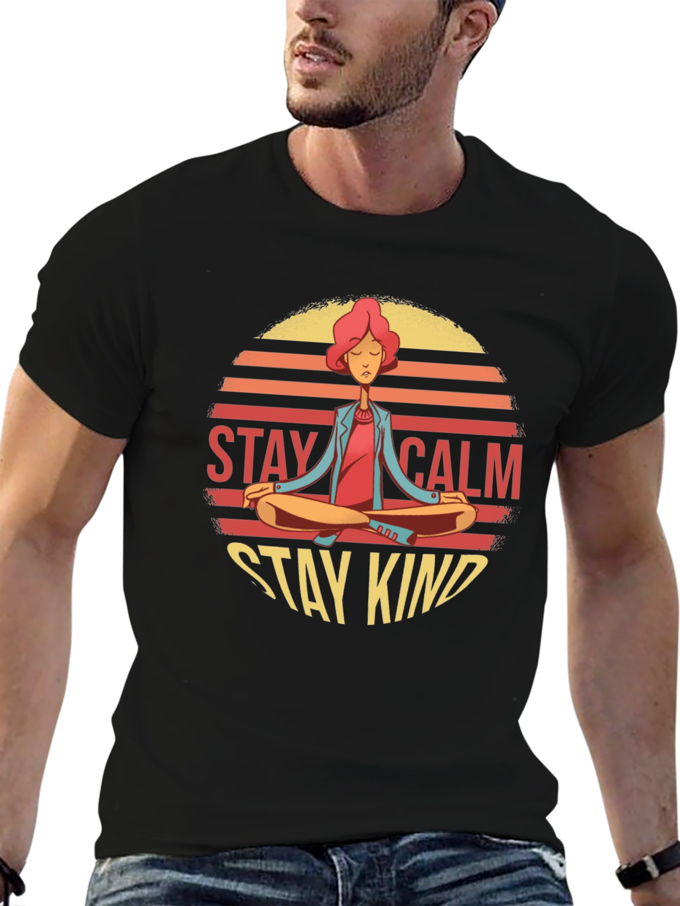Stay Calm Stay Kind Yoga Graphic T-Shirt