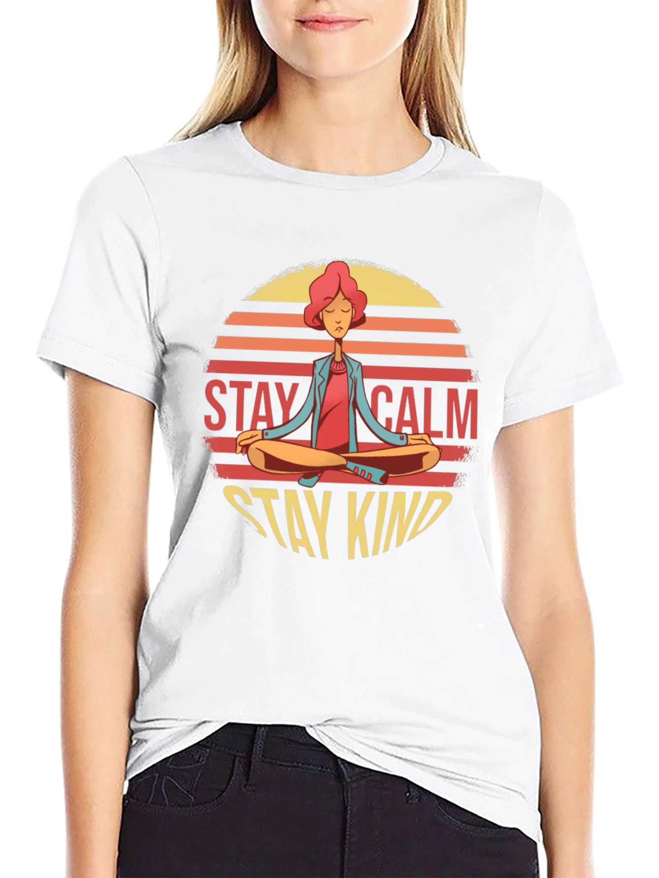 Stay Calm Stay Kind Yoga Graphic T-Shirt