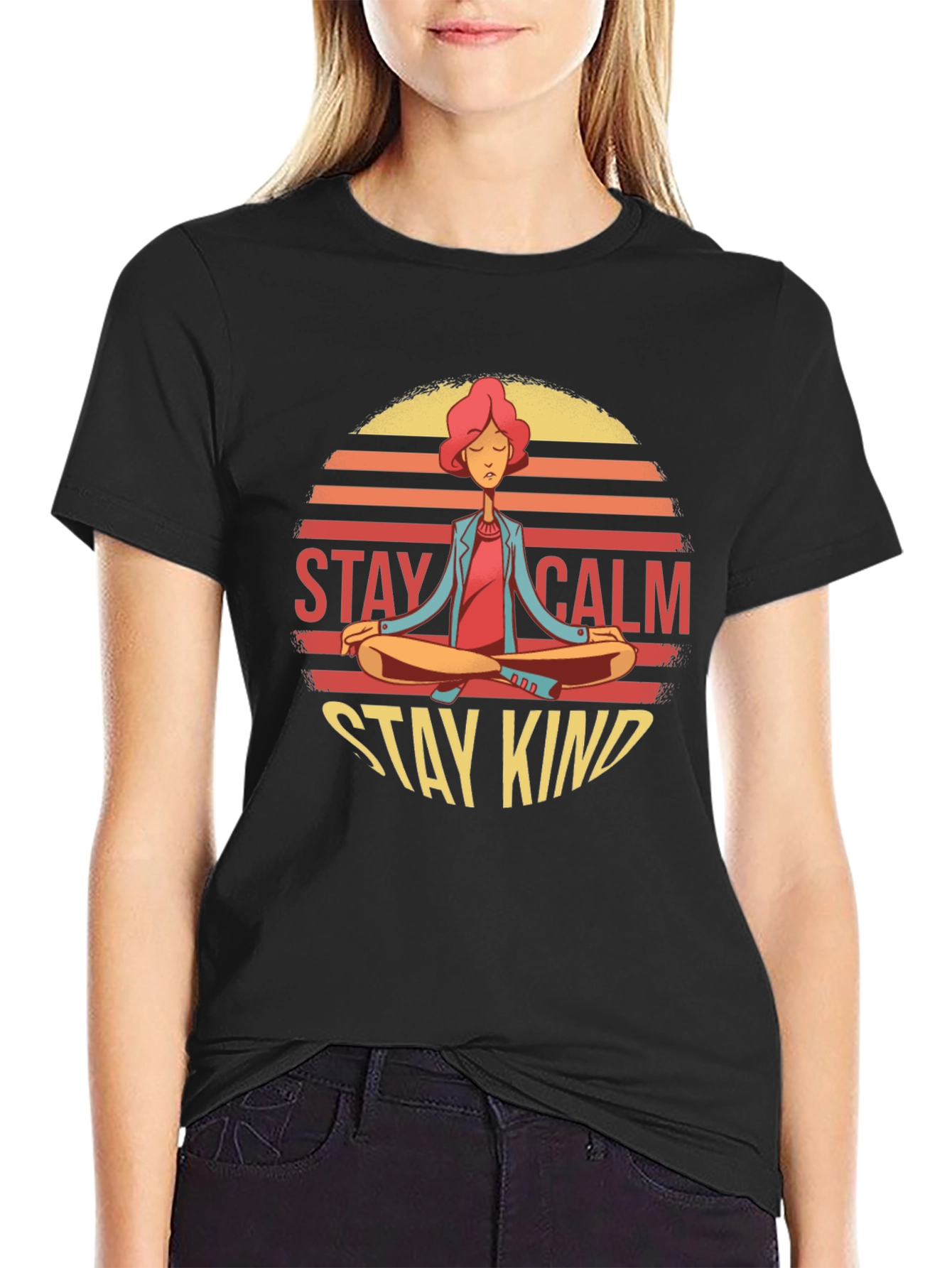 Stay Calm Stay Kind Yoga Graphic T-Shirt