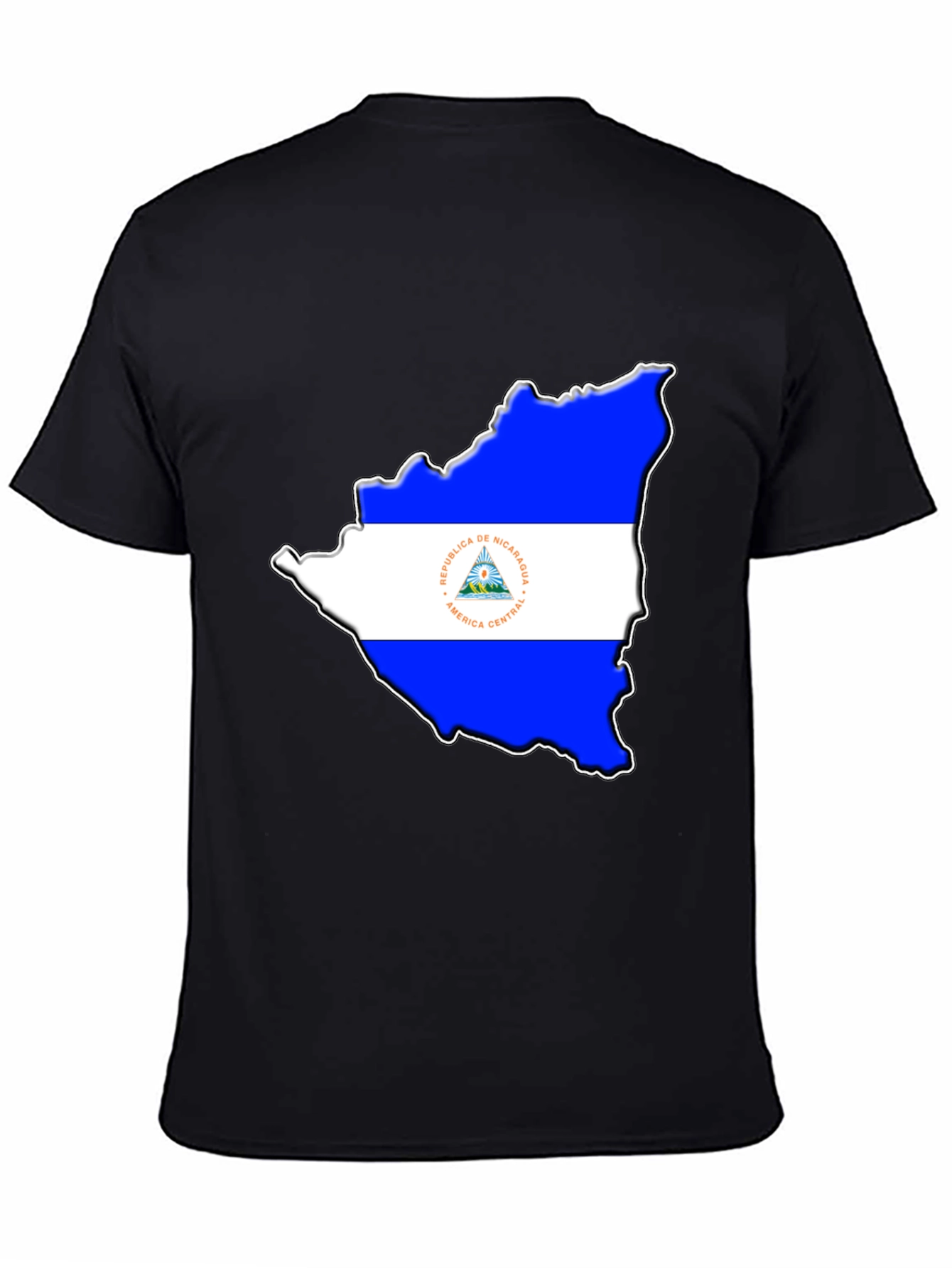 Nicaragua Flag Map Black T-Shirt