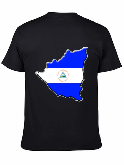 Nicaragua Flag Map Black T-Shirt