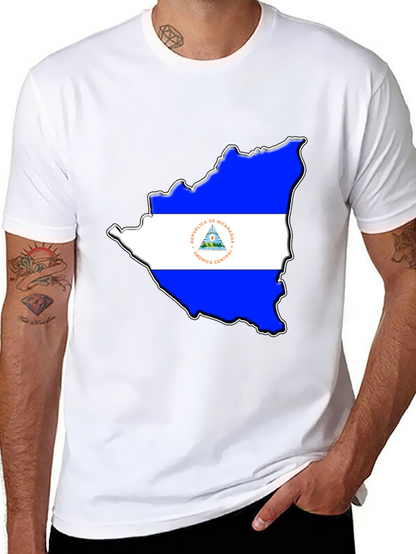 Nicaragua Flag Map Black T-Shirt