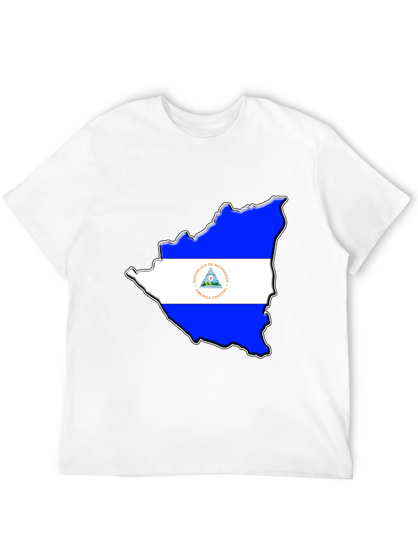 Nicaragua Flag Map Black T-Shirt