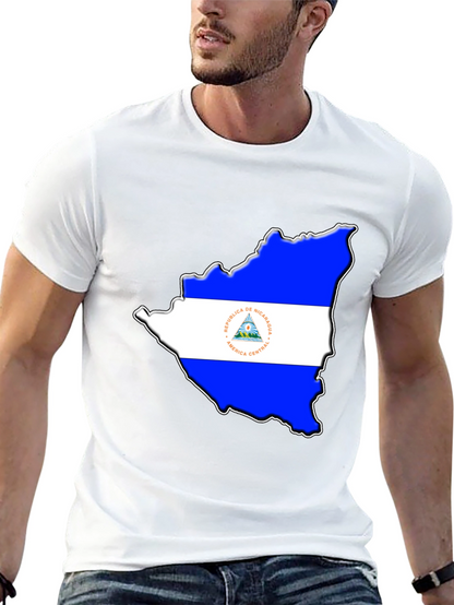 Nicaragua Flag Map Black T-Shirt