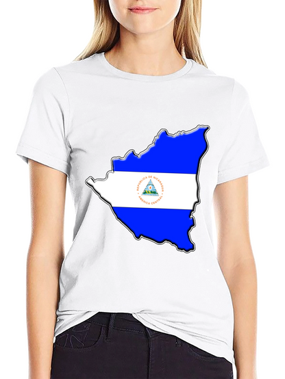 Nicaragua Flag Map Black T-Shirt