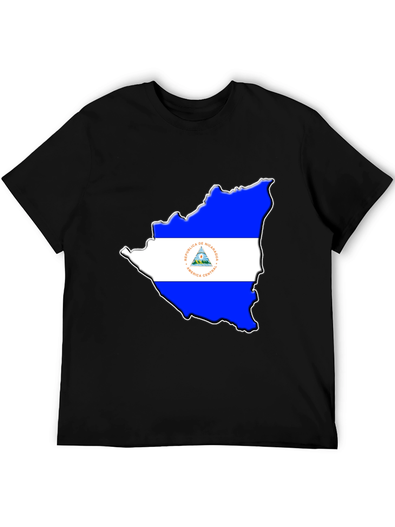 Nicaragua Flag Map Black T-Shirt