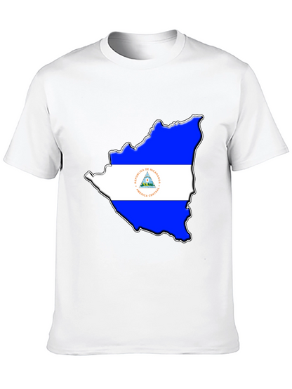 Nicaragua Flag Map Black T-Shirt