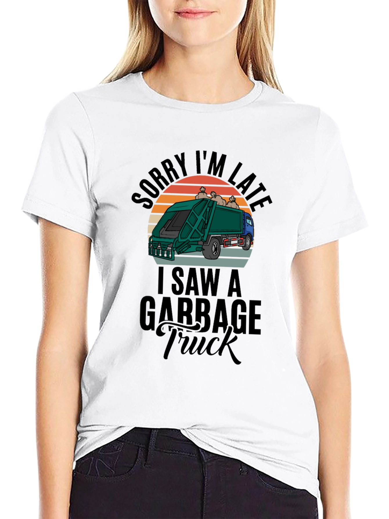 Sorry Im Late Garbage Truck Mens Black T-Shirt
