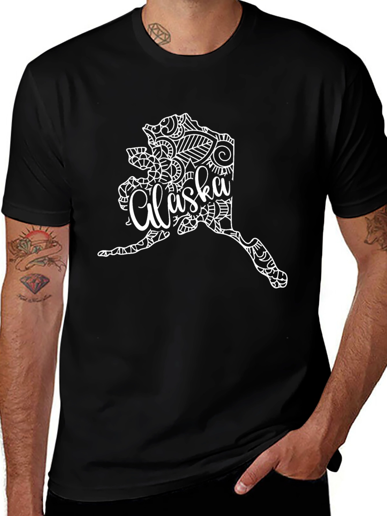 Alaska State Art Black T-Shirt