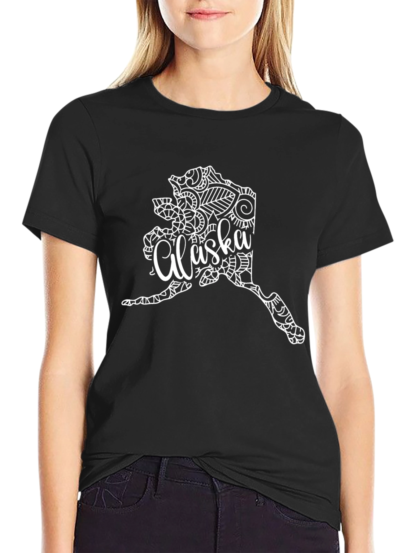 Alaska State Art Black T-Shirt