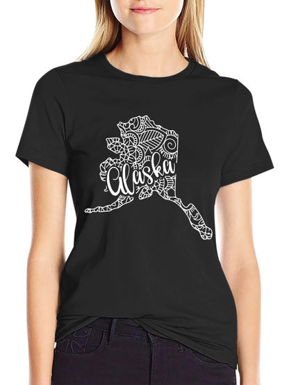 Alaska State Art Black T-Shirt