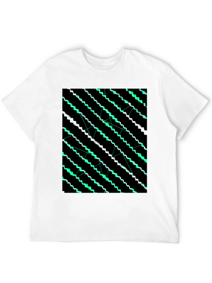 Geometric Green Pattern Black T-Shirt