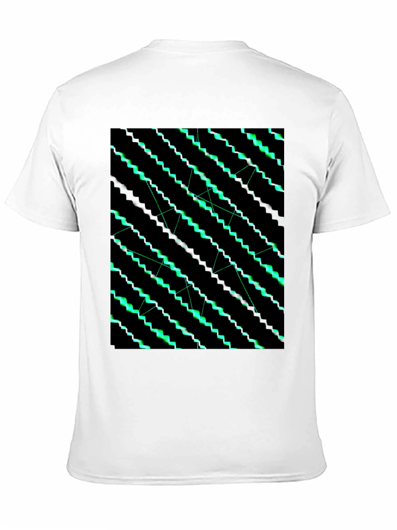 Geometric Green Pattern Black T-Shirt