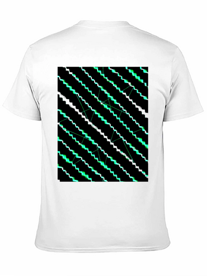 Geometric Green Pattern Black T-Shirt