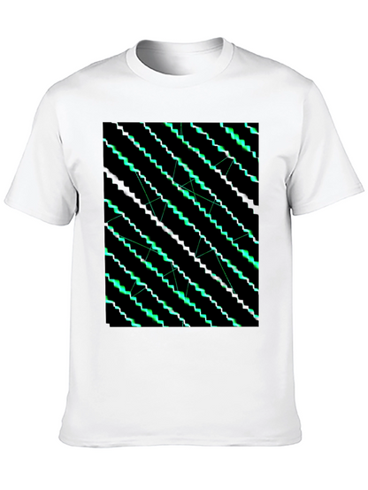 Geometric Green Pattern Black T-Shirt