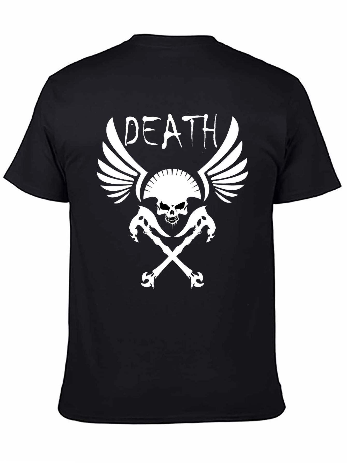 Death Skull Graphic Print Black T-Shirt
