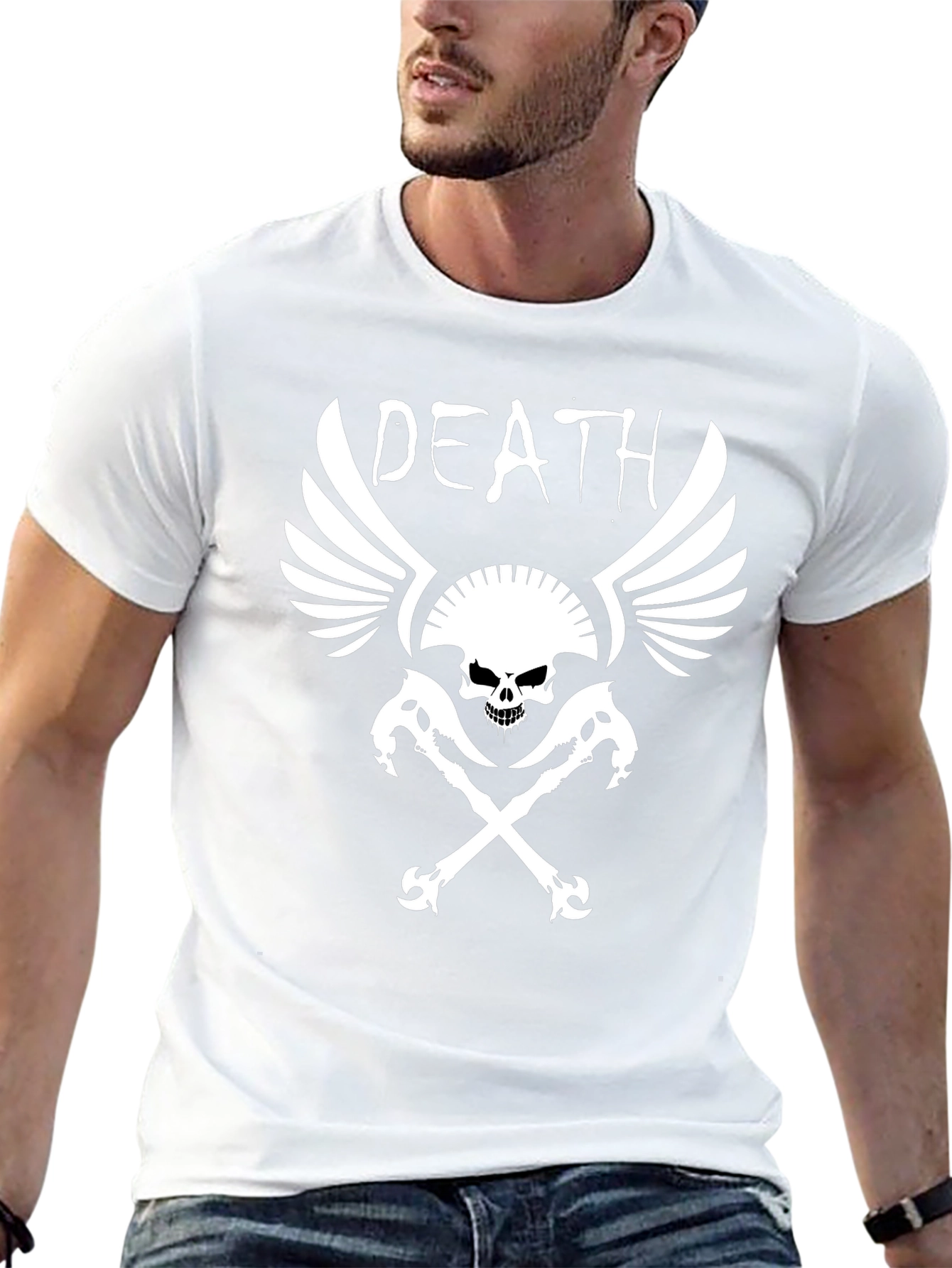 Death Skull Graphic Print Black T-Shirt