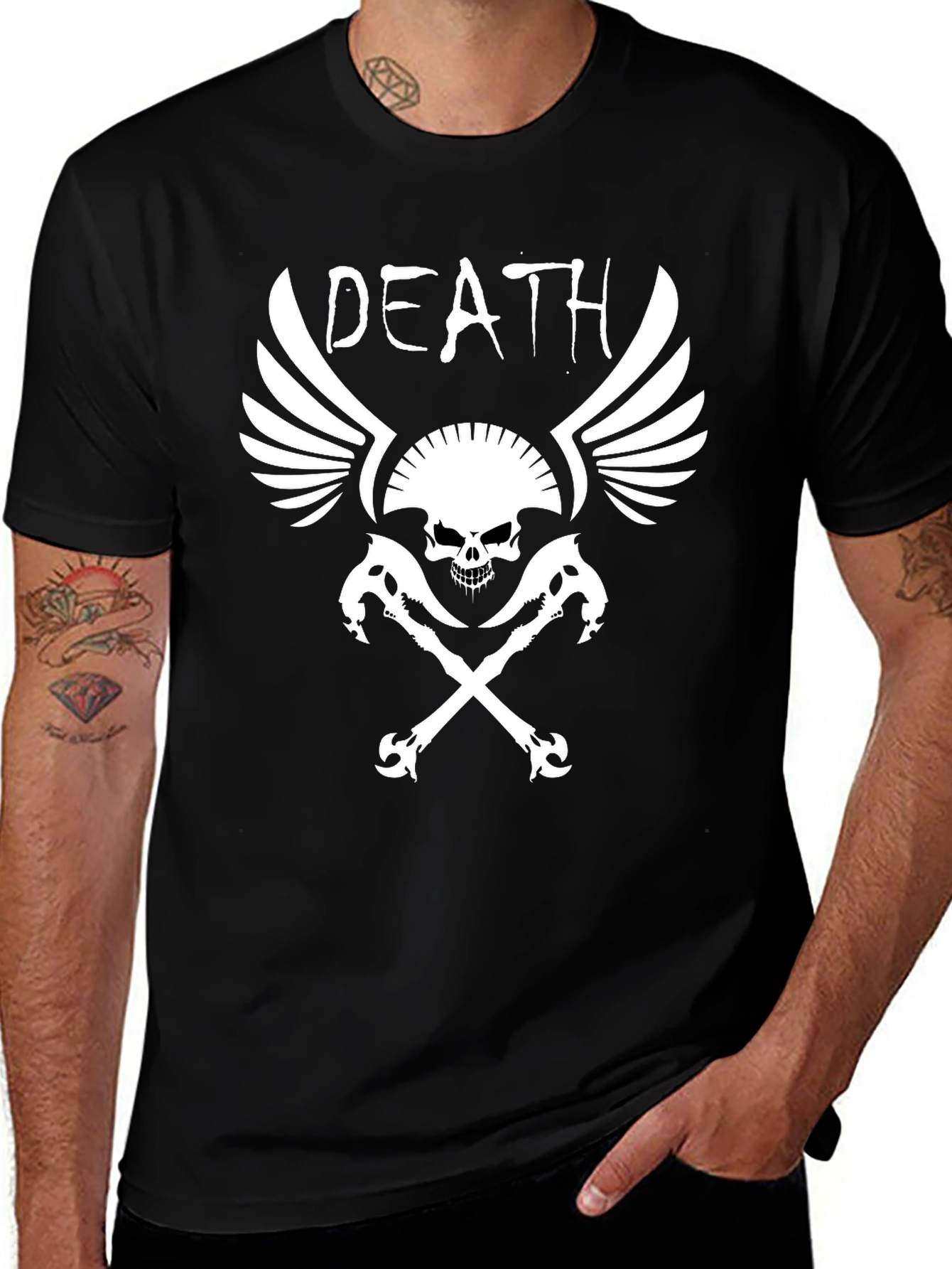 Death Skull Graphic Print Black T-Shirt