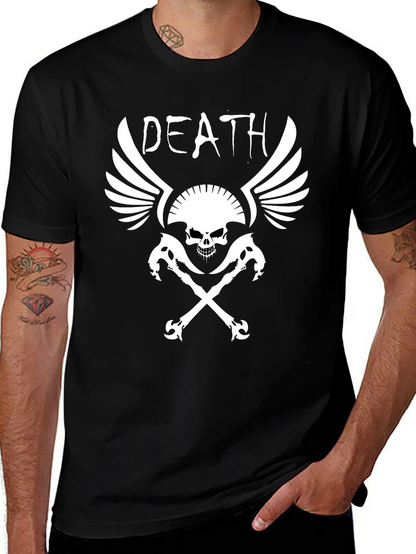 Death Skull Graphic Print Black T-Shirt