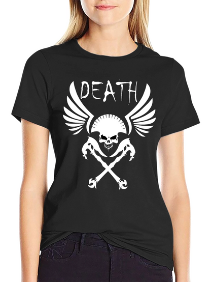 Death Skull Graphic Print Black T-Shirt