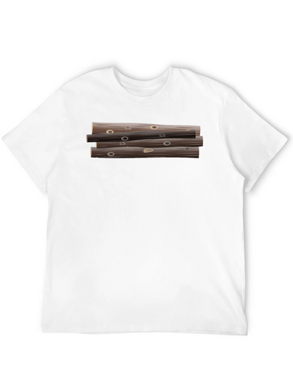 Stacked Logs Graphic Print Black T-Shirt for Men