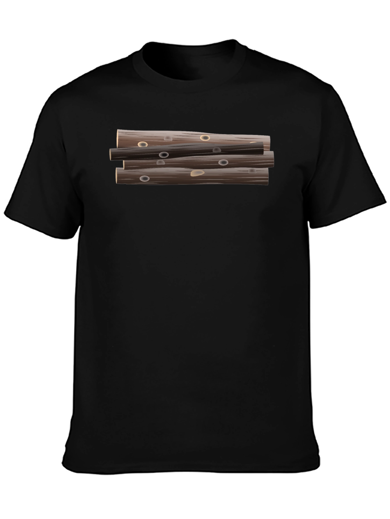 Stacked Logs Graphic Print Black T-Shirt for Men