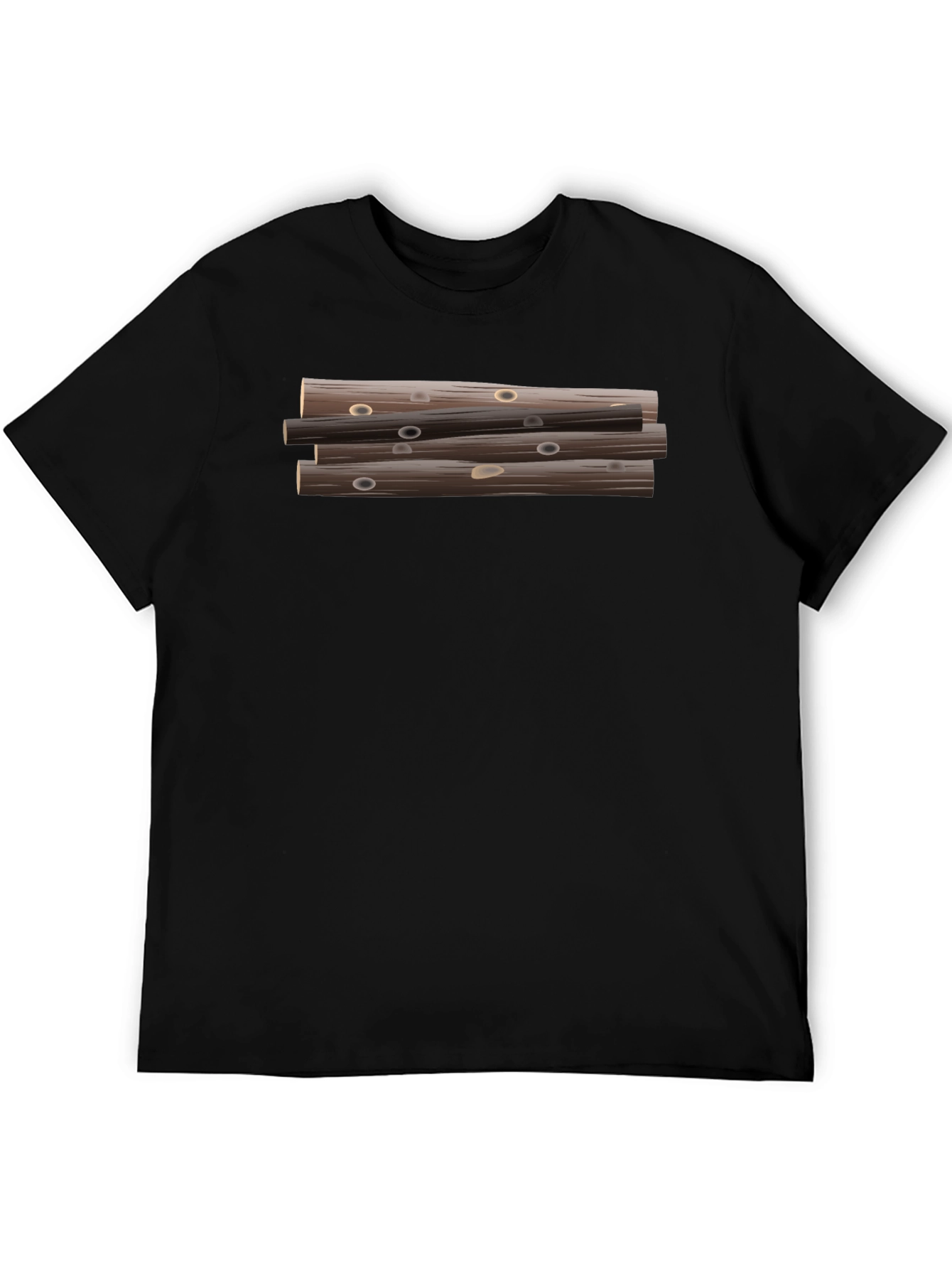 Stacked Logs Graphic Print Black T-Shirt for Men